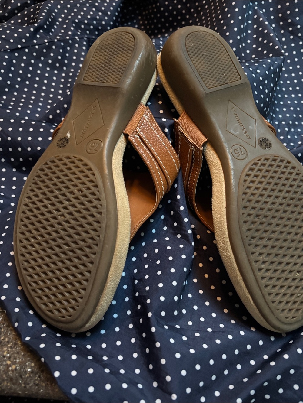 Women's Brown Leather Thong Sandals - Comfort Footbed - Picture 2 of 2